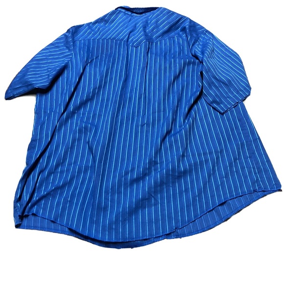 Vtg Saddlebrook Western Wear Pearl Snap 3X Blue Striped Shirt Made In USA - Picture 2 of 5